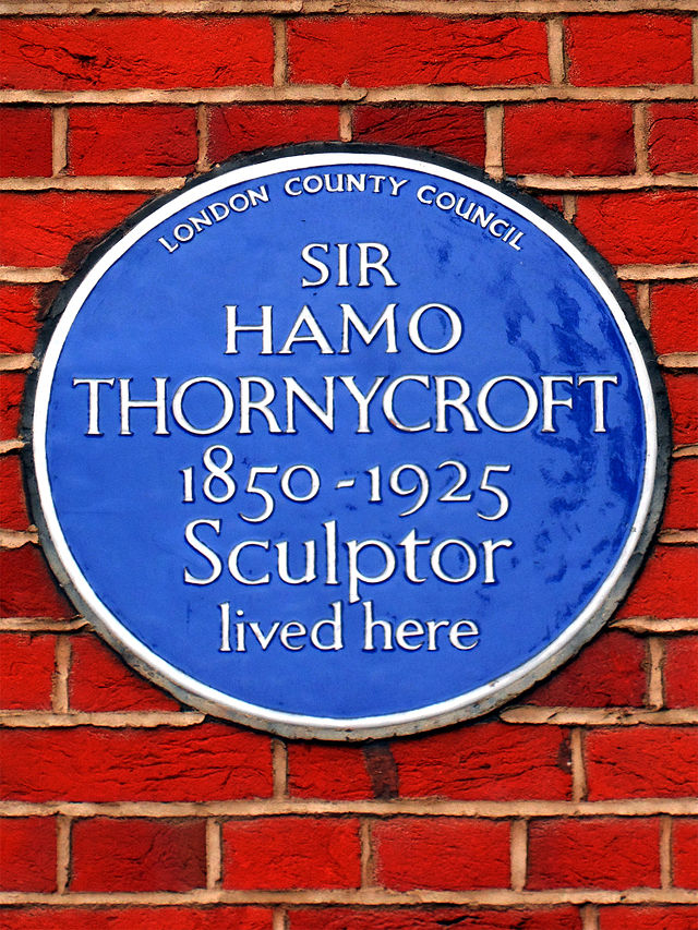 Hamo Thornycroft blue plaque - Sir Hamo Thornycroft 1850-1925 sculptor lived here