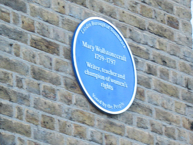 Mary Wollstonecraft blue plaque - Mary Wollstonecraft 1759 to 1797 Writer, teacher and champion of women's rights  