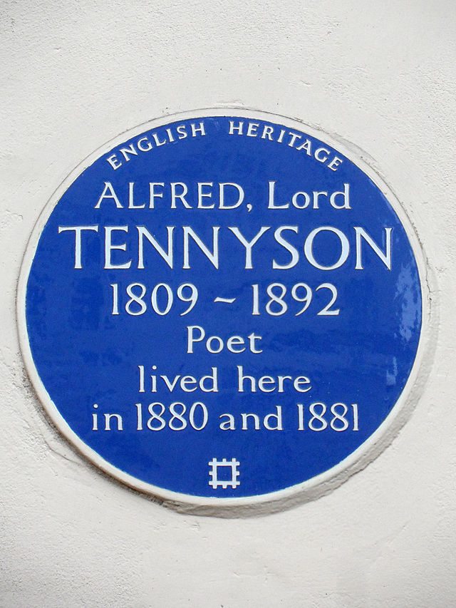 Alfred Tennyson blue plaque - Alfred Lord Tennyson 1809-1892 poet lived here in 1880 and 1881