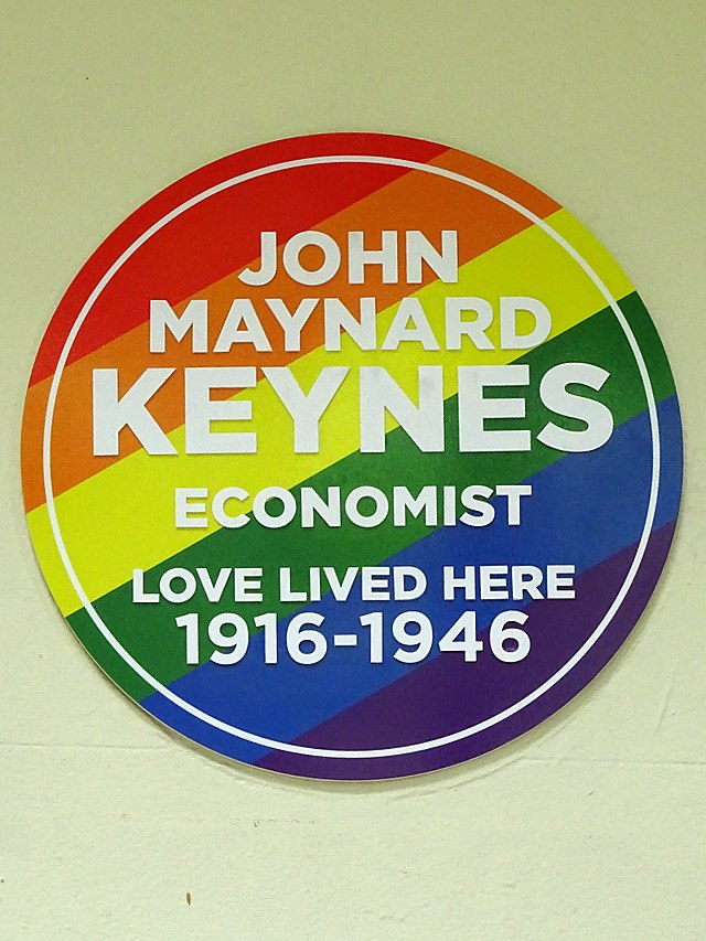 John Maynard Keynes multicoloured plaque - John Maynard Keynes Economist Love Lived Here 1916-1946