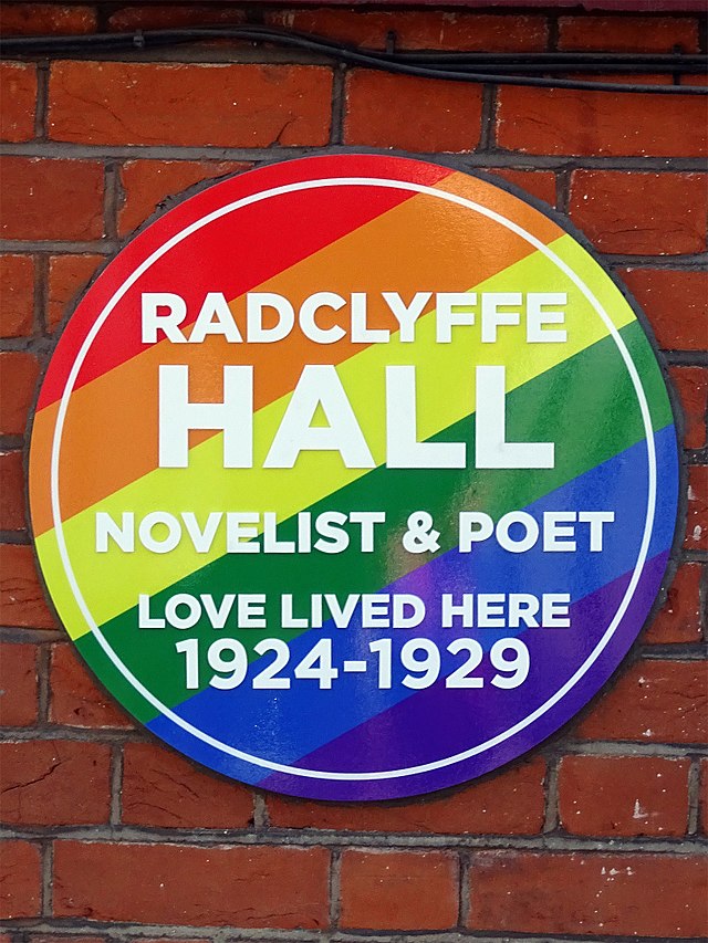 Radclyffe Hall multicoloured plaque - Radclyffe Hall Novelist & Poet Love Lived Here 1924-1929