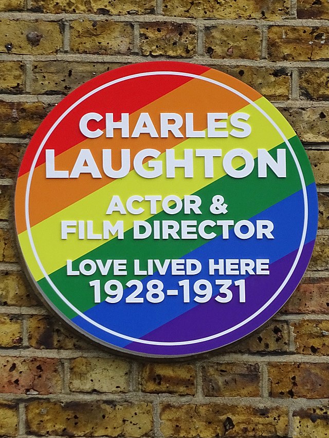 Charles Laughton multicoloured plaque - Charles Laughton Actor & Film Director Love Lived Here 1928-1931