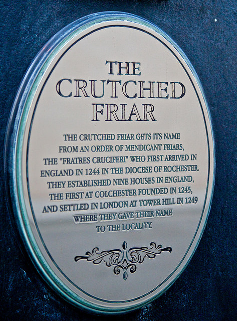 Crutched Friar brushed metal plaque - The Crutched Friar gets its name from an order of Mendicant Friars, The 