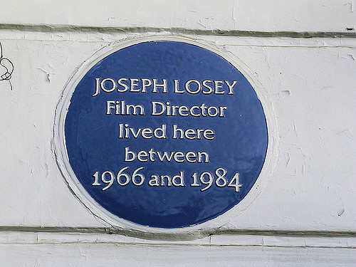 Joseph Losey blue plaque - Joseph Losey film director lived here between 1966 and 1984