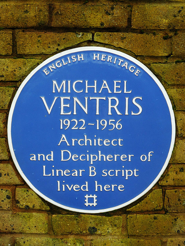 Michael Ventris blue plaque - Michael Ventris 1922-1956 architect and decipherer of Linear B script lived here