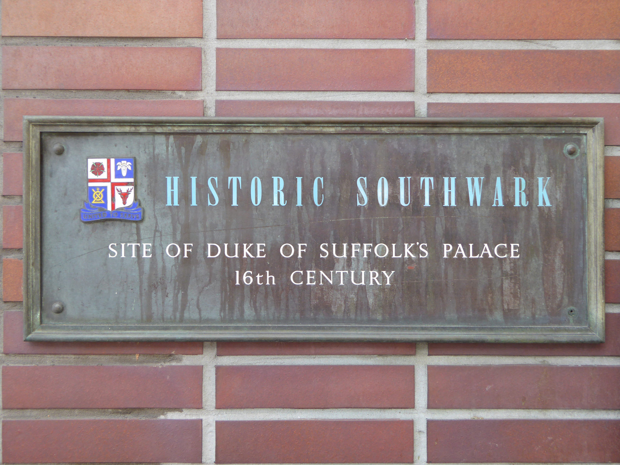 Charles Brandon and Thomas Brandon black plaque - Site of Duke of Suffolk's palace 16th century