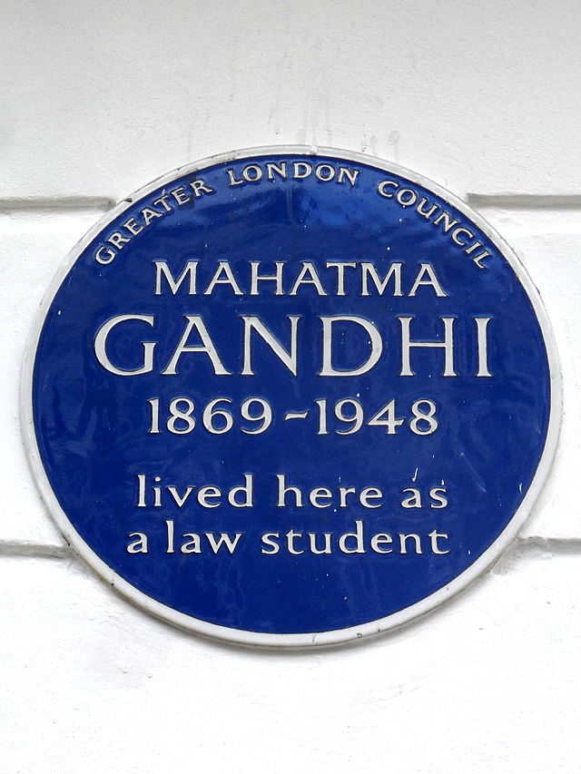 Mahatma Gandhi blue plaque - Mahatma Gandhi 1869-1948 lived here as a law student