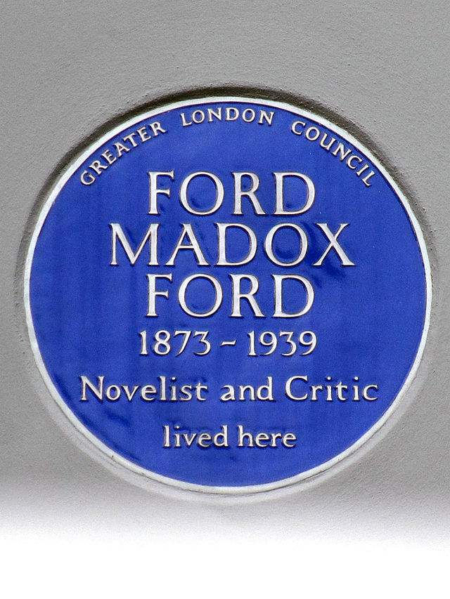 Ford Madox Ford blue plaque - Ford Madox Ford 1873-1939 novelist and critic lived here