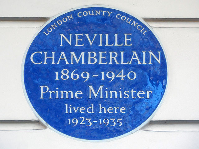 Neville Chamberlain blue plaque - Neville Chamberlain 1869-1940 Prime Minister lived here 1923-1935
