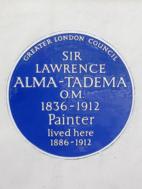 Lawrence Alma-Tadema blue plaque - Sir Lawrence Alma-Tadema OM 1836-1912 painter lived here 1886-1912