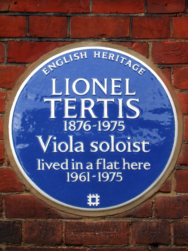 Lionel Tertis blue plaque - Lionel Tertis 1876-1975  viola soloist  lived in a flat here  1961-1975