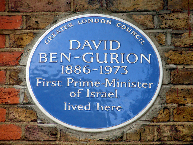 David Ben-Gurion blue plaque - David Ben-Gurion 1886-1973 first Prime Minister of Israel lived here