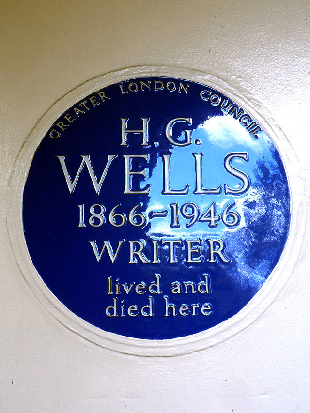 H. G. Wells blue plaque - H. G. Wells 1866-1946 writer lived and died here