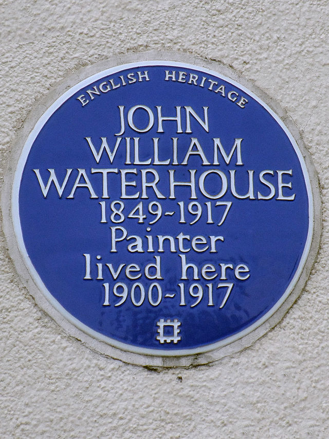 John William Waterhouse blue plaque - John William Waterhouse 1849-1917 painter lived here 1900-1917