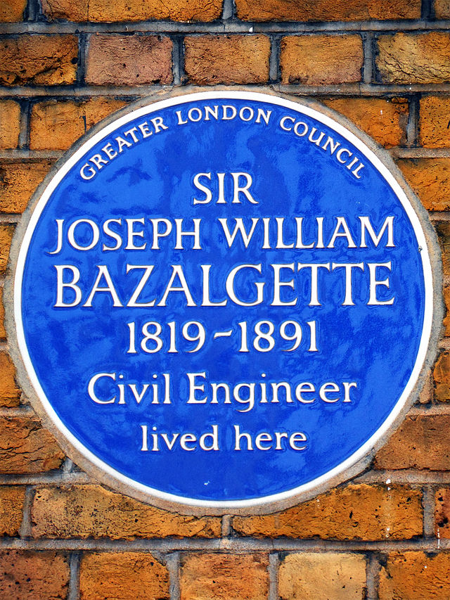 Joseph Bazalgette blue plaque - Sir Joseph William Bazalgette 1819-1891 civil engineer lived here