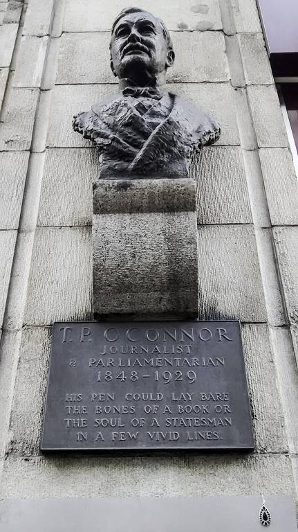 Thomas Power O'Connor brass plaque - T. P. O’Connor journalist & parliamentarian 1848-1929 His pen could lay bare the bones of a book or the soul of a statesman in a few vivid lines