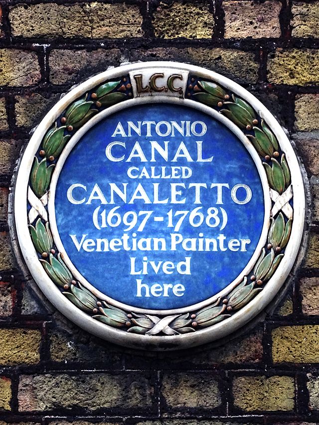Antonio Canal blue plaque - Antonio Canal called Canaletto (1697-1768) Venetian painter lived here