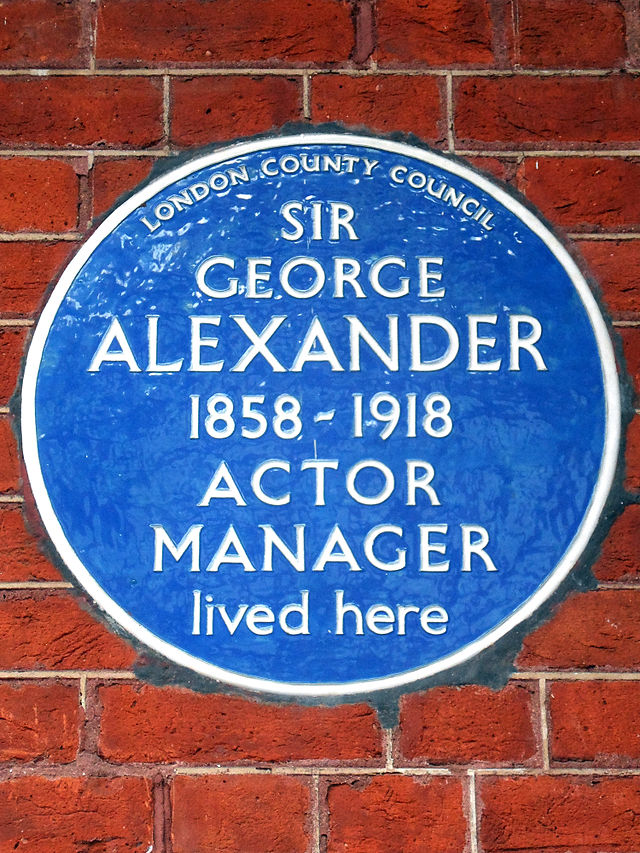 George Alexander blue plaque - Sir George Alexander 1858-1918 actor manager lived here