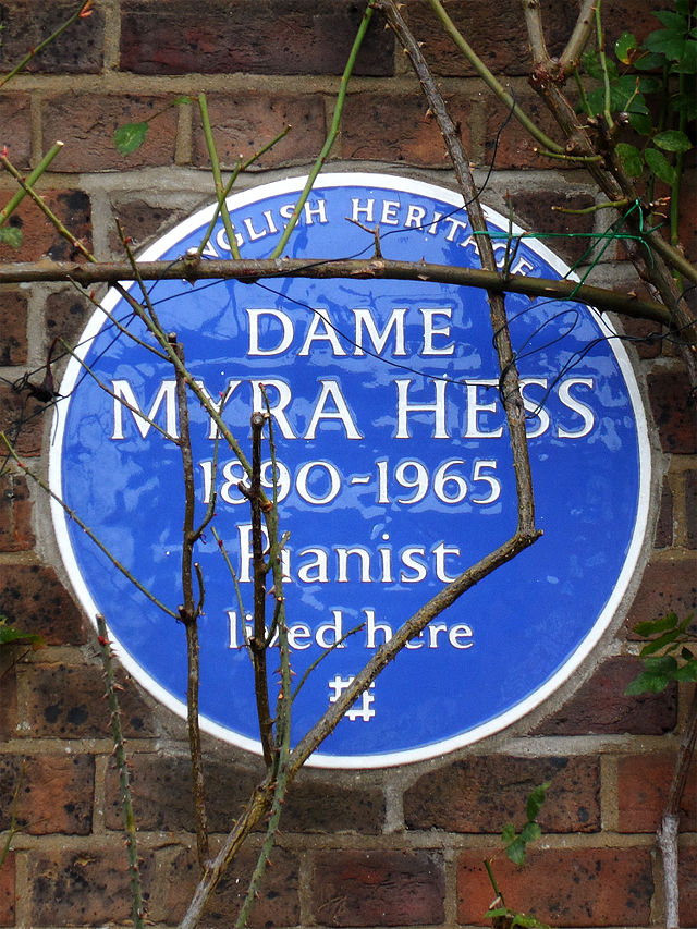 Myra Hess blue plaque - Dame Myra Hess 1890-1965 pianist lived here