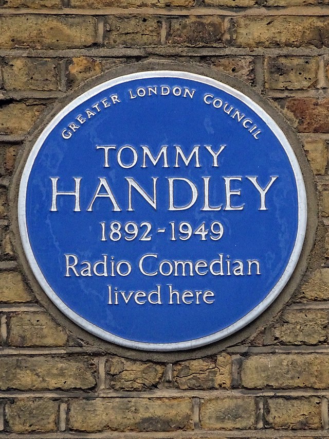 Tommy Handley blue plaque - Tommy Handley 1892-1949 radio comedian lived here