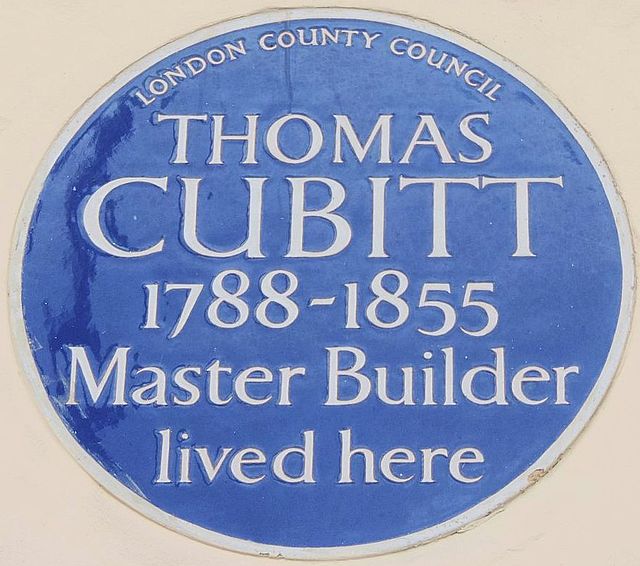 Thomas Cubitt blue plaque - Thomas Cubitt 1788-1855 Master Builder lived here