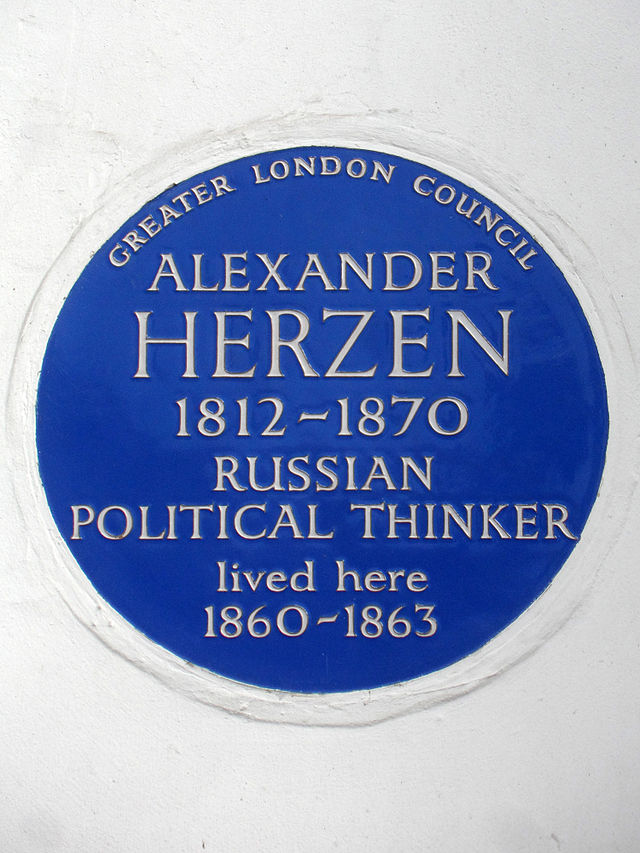 Alexander Herzen blue plaque - Alexander Herzen 1812-1870 Russian political thinker lived here 1860-1863