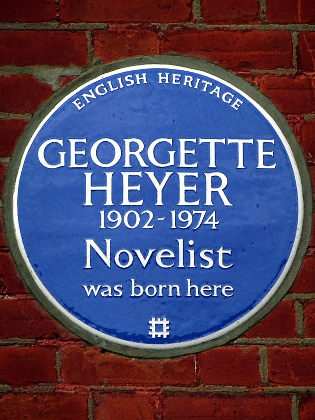 Georgette Heyer blue plaque - Georgette Heyer   1902-1974  Novelist  was born here