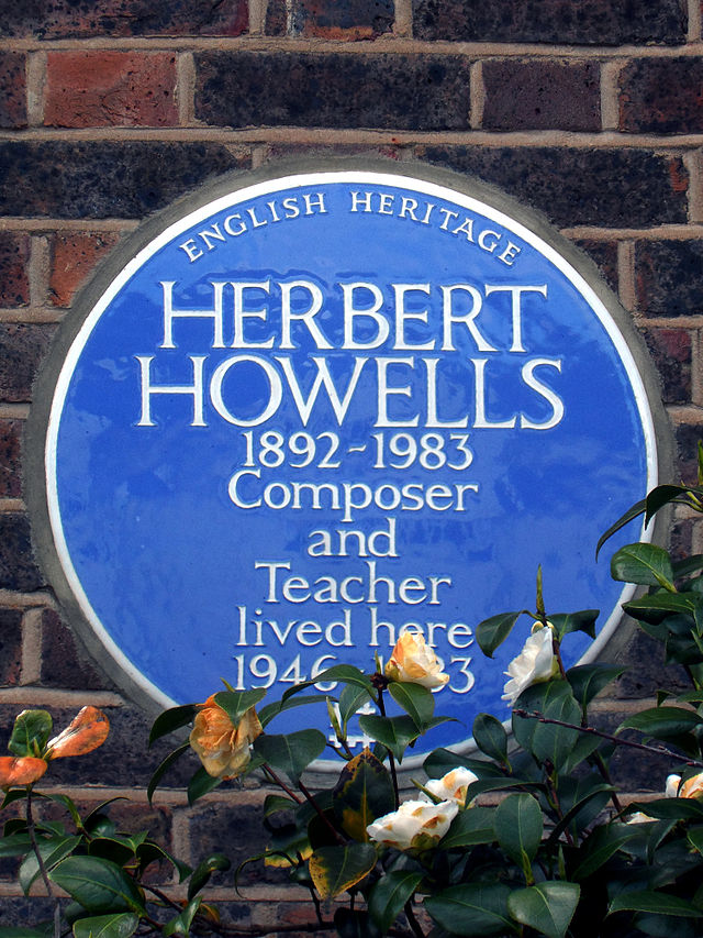 Herbert Howells blue plaque - Herbert Howells  1892-1983  Composer  and  Teacher  lived here  1946-1983