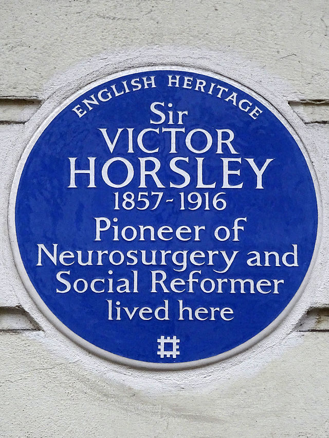 Victor Horsley blue plaque - Sir Victor Horsley 1857-1916 pioneer of neurosurgery and social reformer lived here  
