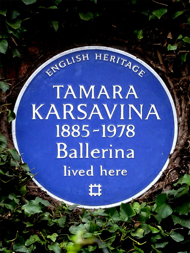 Tamara Karsavina blue plaque - Tamara Karsavina 1885-1978 ballerina lived here