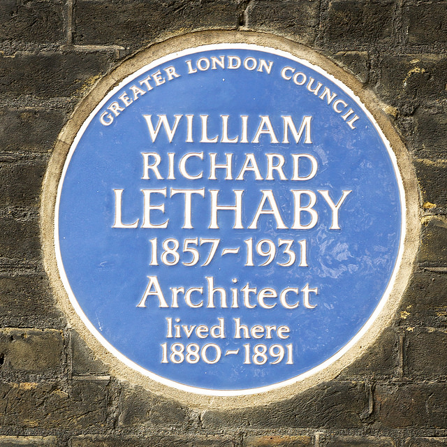 William Lethaby blue plaque - William Richard Lethaby 1857-1931 architect lived here 1880-1891