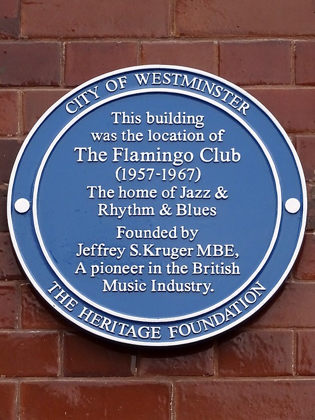 Blue plaque № 43506 - This building was the location of The Flamingo Club (1957-1967) the home of Jazz & Rhythm & Blues Founded by Jeffrey S.Kruger MBE, A pioneer in the British Music Industry