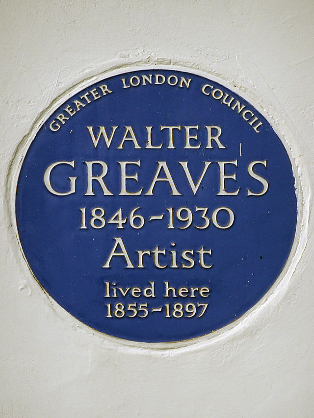 Walter Greaves blue plaque - Walter Greaves 1846-1930 artist lived here 1855-1897