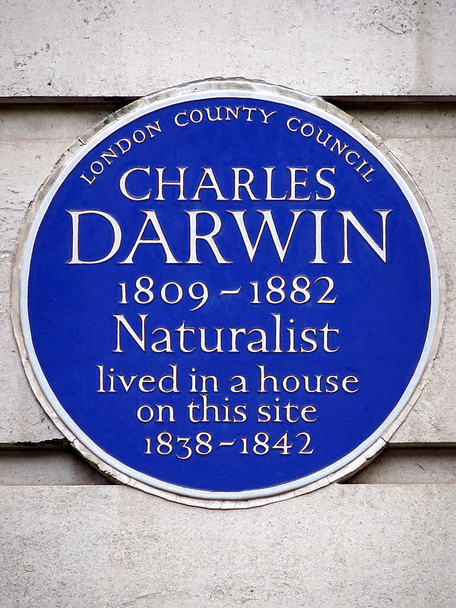 Charles Darwin blue plaque - Charles Darwin 1809-1882 naturalist lived in a house on this site 1838-1842