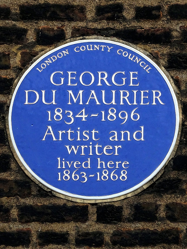 George Du Maurier blue plaque - George Du Maurier 1834-1896 artist and writer lived here 1863-1868