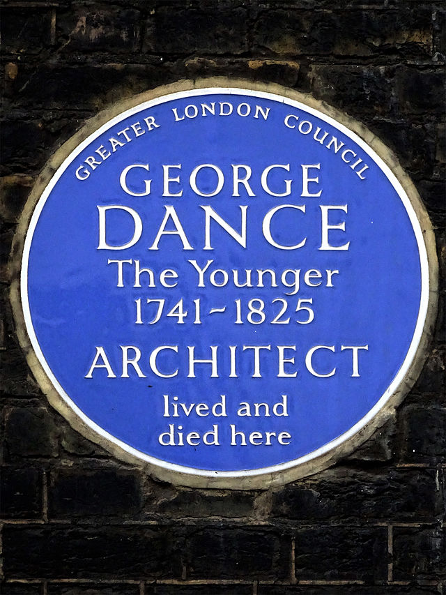 George Dance the Younger blue plaque - George Dance the Younger 1741-1825 architect lived and died here