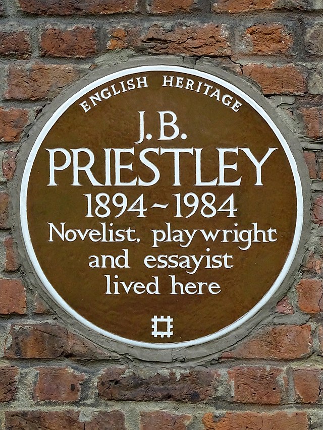 J. B. Priestley brown plaque - J. B. Priestley 1894-1984 novelist, playwright and essayist lived here