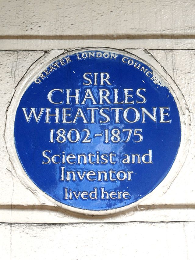 Charles Wheatstone blue plaque - Sir Charles Wheatstone 1802-1875 scientist and inventor lived here