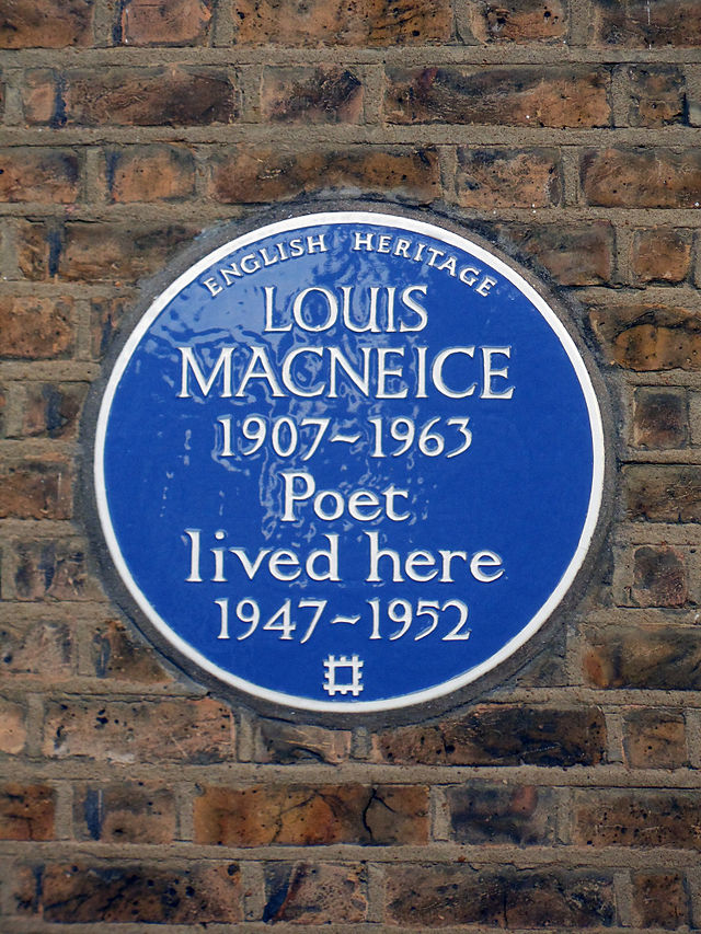 Louis MacNeice blue plaque - Louis MacNeice 1907-1963 poet lived here 1947-1952