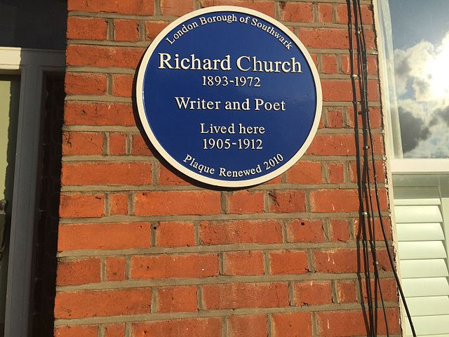 Richard Church blue plaque - Richard Church 1893-1972 writer and poet lived here 1905-1912.  Plaque renewed 2010