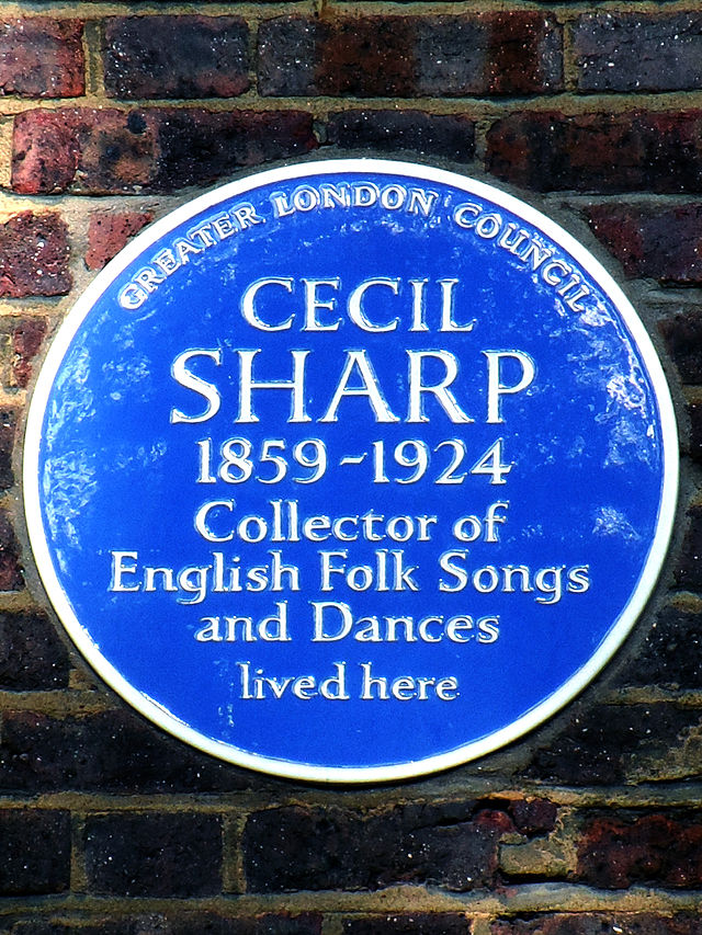 Cecil Sharp blue plaque - Cecil Sharp 1859-1924 collector of English folk songs and dances lived here