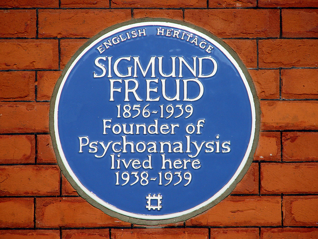 Sigmund Freud blue plaque - Sigmund Freud 1856-1939 founder of Psychoanalysis lived here in 1938-1939