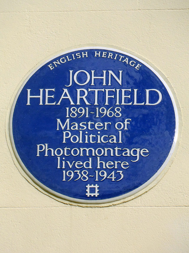 John Heartfield blue plaque - John Heartfield 1891-1968 master of photomontage lived here 1938-1943