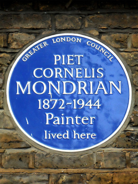 Piet Mondrian blue plaque - Piet Cornelis Mondrian 1872–1944 painter lived here