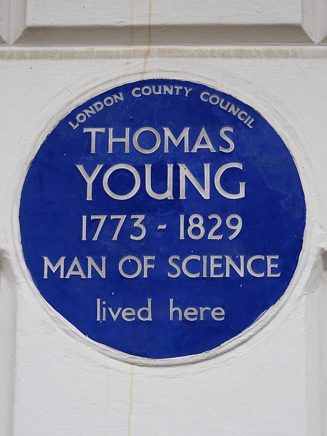 Thomas Young blue plaque - Thomas Young 1773-1829 man of science lived here