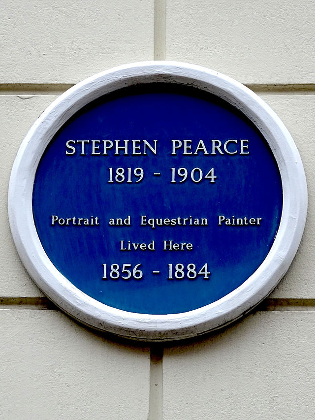 Stephen Pearce blue plaque - Stephen Pearce  1819 - 1904  Portrait and Equestrian Painter  lived here  1856 - 1884