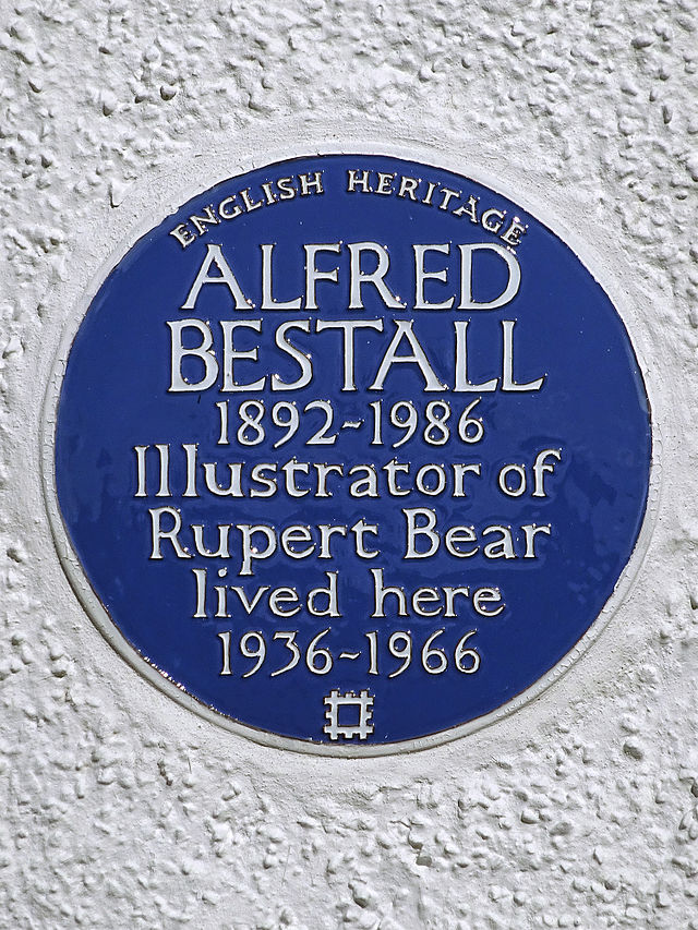 Alfred Bestall blue plaque - Alfred Bestall 1892-1986 illustrator of Rupert Bear lived here 1936-1966