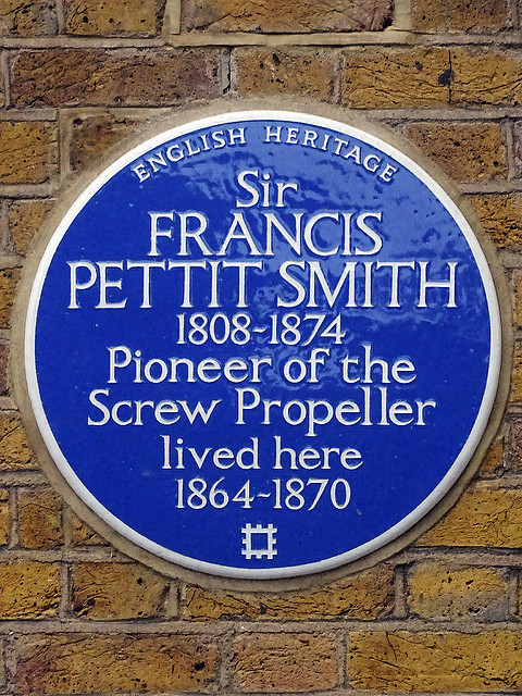 Francis Pettit Smith blue plaque - Sir Francis Pettit Smith 1808-1874 pioneer of the screw propeller lived here 1864-1870