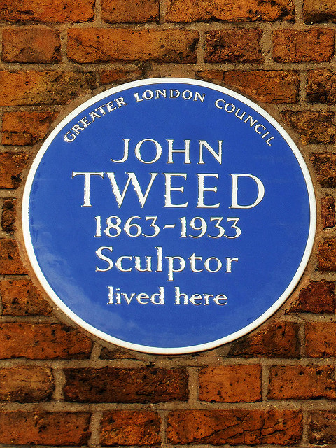 John Tweed blue plaque - John Tweed 1863-1933 sculptor lived here