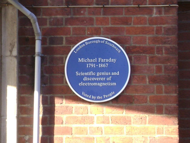 Michael Faraday Belgian Blue Stone plaque - Michael Faraday 1791–1867 scientific genius and discoverer of electomagnetism